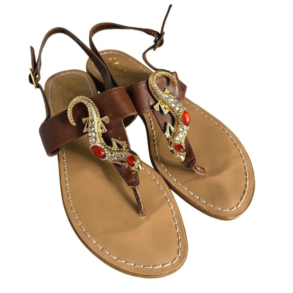 Miss Trish of Capri for Target tan sandal with gold lizard size 8.5